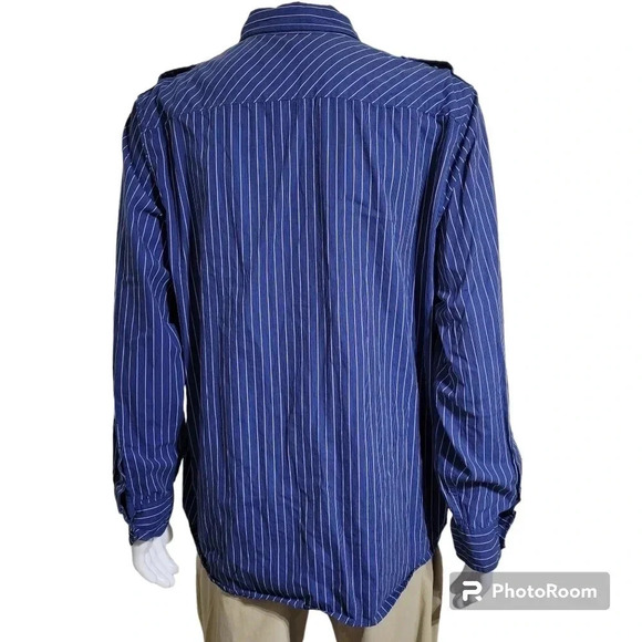 American Eagle Blue Striped XL Shirt - Picture 2 of 8